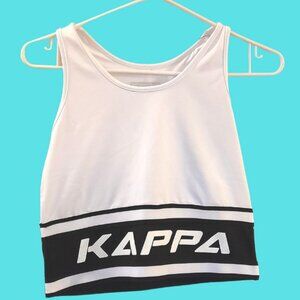 Kappa Activewear Racerback Cropped Tank White & Black Womens L